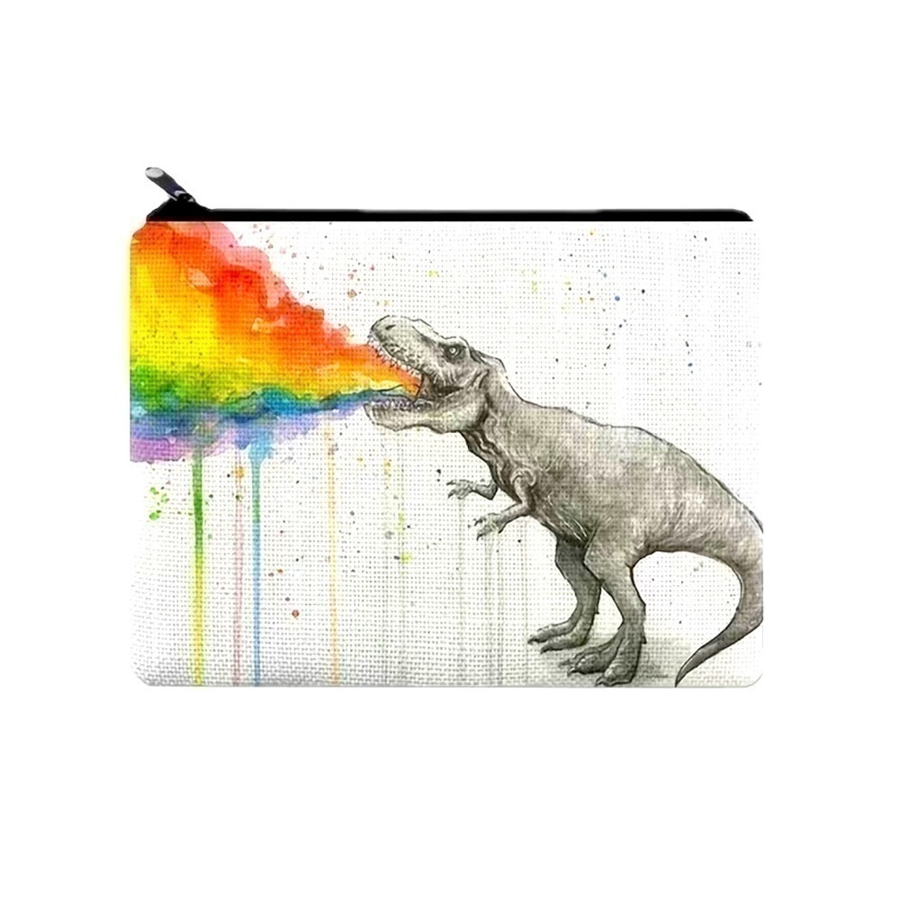 FUN Dinosaur with Rainbow Flame Cosmetic/Storage Bag with Zipper, New In Package